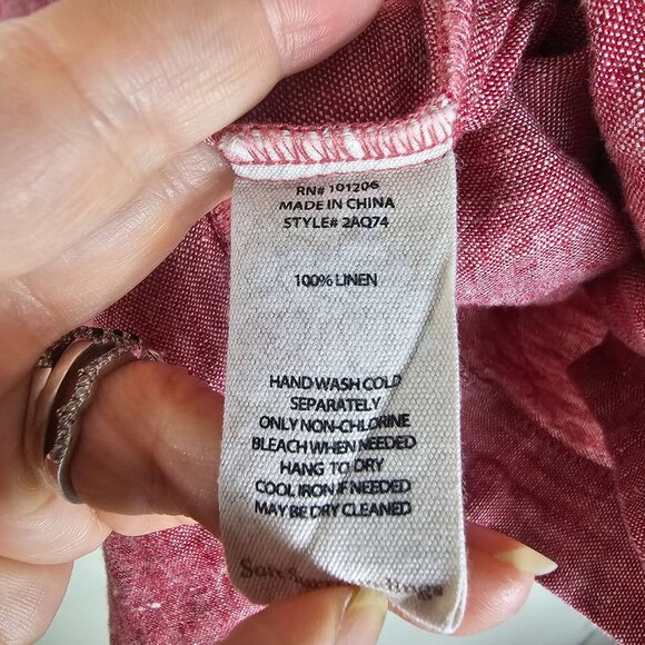 Soft Surroundings Boatneck LS Linen Tunic Top XL Relaxed Fit Pink Coastal Beach - Picture 6 of 8